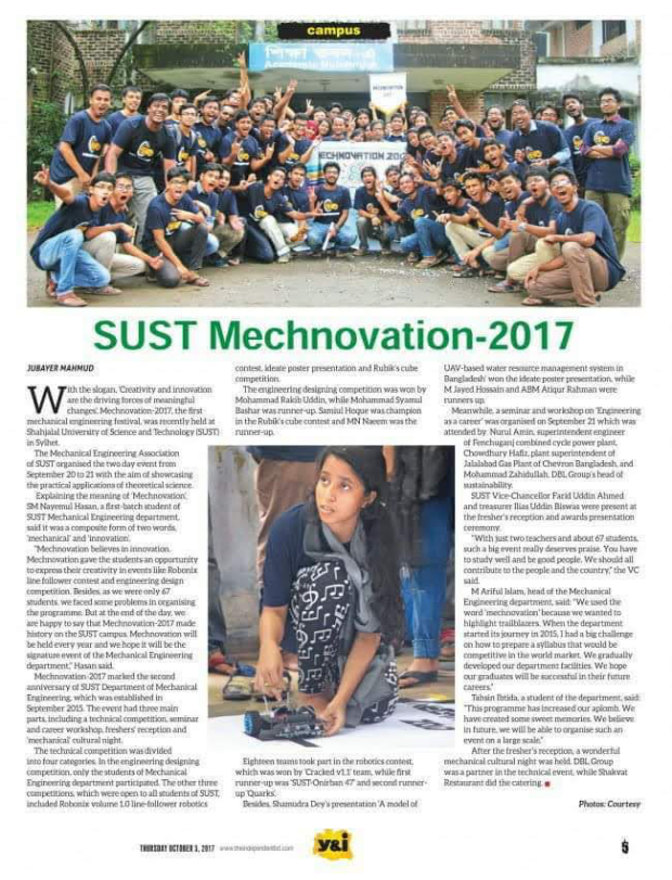 Local newspaper feature about Mechnovation 2017